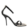 Dolce & Gabbana Black KEIRA Pearl Embellished Sandals Shoes