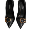Dolce & Gabbana Black Devotion Leather Heels Pumps Shoes