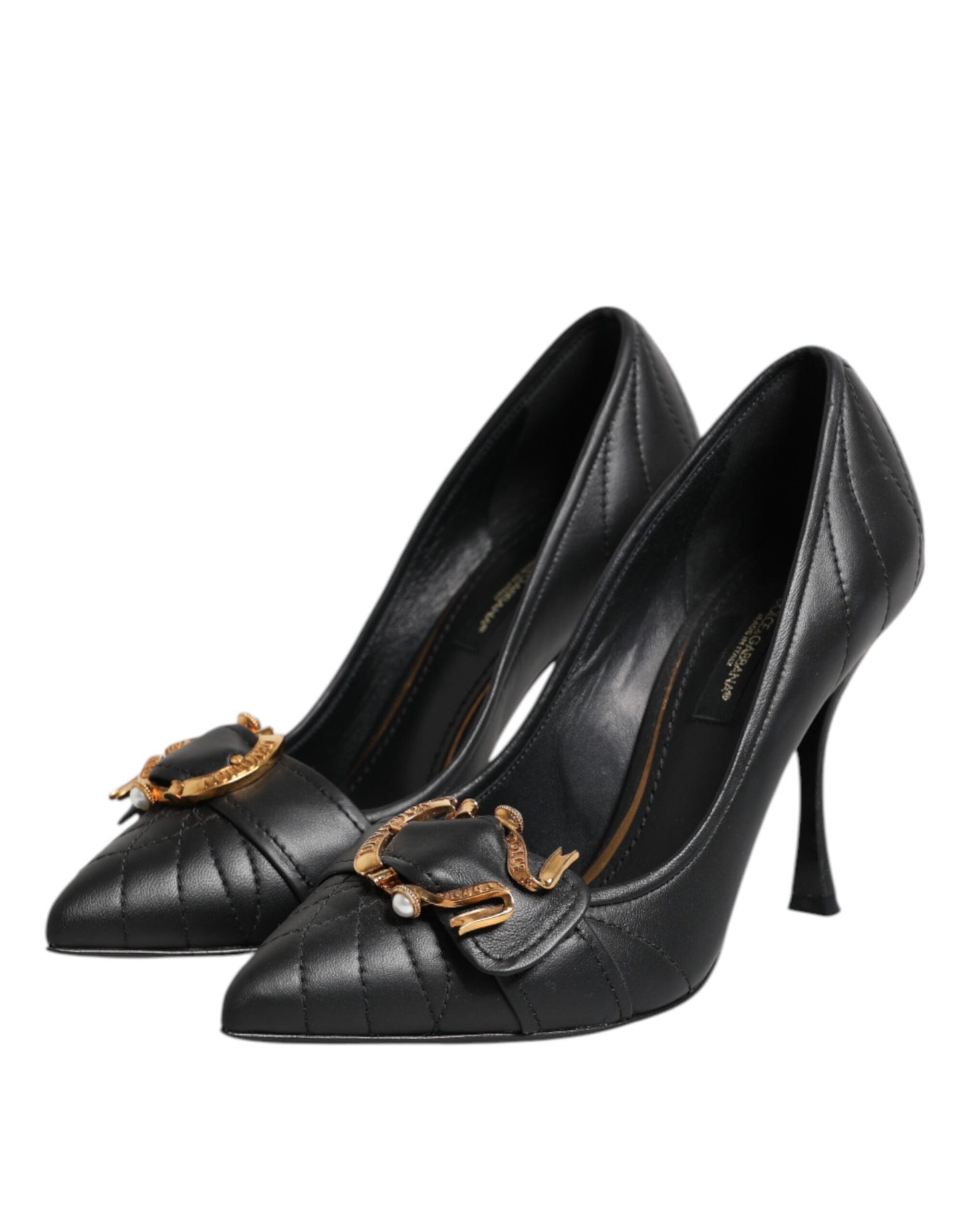 Dolce & Gabbana Black Devotion Leather Heels Pumps Shoes