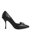Dolce & Gabbana Black Devotion Leather Heels Pumps Shoes