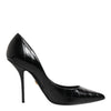 Dolce & Gabbana Black Leather Stiletto High Heels Pumps Shoes