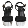 Dolce & Gabbana Black Crystal Ankle Strap Keira Sandal Shoes