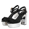 Dolce & Gabbana Black Crystal Ankle Strap Keira Sandal Shoes