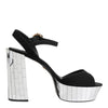 Dolce & Gabbana Black Crystal Ankle Strap Keira Sandal Shoes