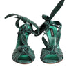 Dolce & Gabbana Green Python Leather Heels Sandals Shoes