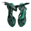 Dolce & Gabbana Green Python Leather Heels Sandals Shoes