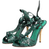 Dolce & Gabbana Green Python Leather Heels Sandals Shoes