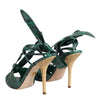 Dolce & Gabbana Green Python Leather Heels Sandals Shoes