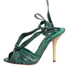 Dolce & Gabbana Green Python Leather Heels Sandals Shoes