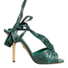 Dolce & Gabbana Green Python Leather Heels Sandals Shoes