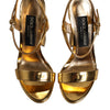 Dolce & Gabbana Gold Leather Platform Keira Sandals Shoes