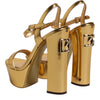 Dolce & Gabbana Gold Leather Platform Keira Sandals Shoes