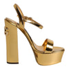 Dolce & Gabbana Gold Leather Platform Keira Sandals Shoes