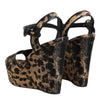 Dolce & Gabbana Brown Leopard Wedges Ankle Strap Sandals Shoes