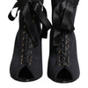 Dolce & Gabbana Black Stiletto Heels Lace Up Boots Shoes