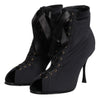 Dolce & Gabbana Black Stiletto Heels Lace Up Boots Shoes