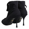Dolce & Gabbana Black Stiletto Heels Lace Up Boots Shoes