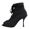 Dolce & Gabbana Black Stiletto Heels Lace Up Boots Shoes