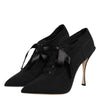 Dolce & Gabbana Black Lace Up Stiletto Heels Pumps Shoes