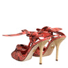 Dolce & Gabbana Coral Python Leather Heels Sandals Shoes