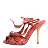 Dolce & Gabbana Coral Python Leather Heels Sandals Shoes