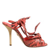 Dolce & Gabbana Coral Python Leather Heels Sandals Shoes