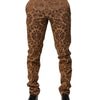 Dolce & Gabbana Brown Floral Jacquard Men Skinny Trouser Pants