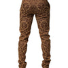 Dolce & Gabbana Brown Floral Jacquard Men Skinny Trouser Pants