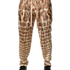 Dolce & Gabbana Beige Coin Print Silk Twill Men Jogger Pants