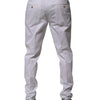 Dolce & Gabbana White Cotton Dress Slim Formal Trouser Pants