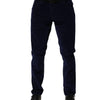 Dolce & Gabbana Navy Blue Cotton Tapered Formal Trouser Pants