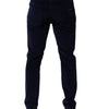 Dolce & Gabbana Navy Blue Cotton Tapered Formal Trouser Pants