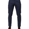 Dolce & Gabbana Blue Cotton Tapered Men Formal Trousers Pants