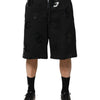 Dolce & Gabbana Black Logo Cotton Bermuda Sweatshorts Shorts
