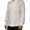Dolce & Gabbana White Silk DG Logo Print Long Sleeves Shirt