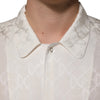Dolce & Gabbana White Silk DG Logo Print Long Sleeves Shirt