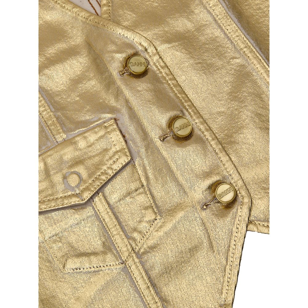 Ganni Gold Cotton Sleveless Jacket
