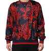Dolce & Gabbana Navy Red Silk Coral Print Pullover Sweater