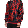 Dolce & Gabbana Navy Red Silk Coral Print Pullover Sweater