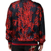 Dolce & Gabbana Navy Red Silk Coral Print Pullover Sweater