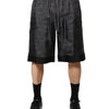 Dolce & Gabbana Gray Black Silk DG Logo Men Bermuda Shorts