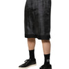 Dolce & Gabbana Gray Black Silk DG Logo Men Bermuda Shorts