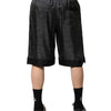 Dolce & Gabbana Gray Black Silk DG Logo Men Bermuda Shorts