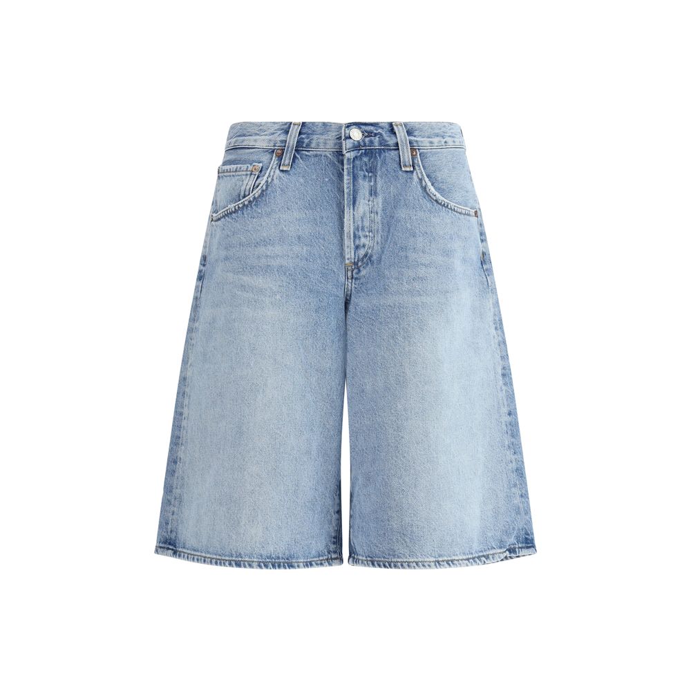 Agolde hellblaue Baumwoll-Bermudashorts