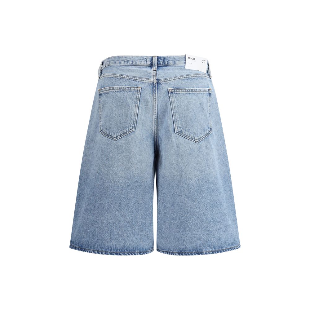Agolde hellblaue Baumwoll-Bermudashorts