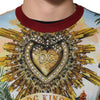 Dolce & Gabbana Tropical Heart Crown Silk Pullover Sweater
