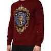 Dolce & Gabbana Burgundy Cashmere Lion Crest Pullover Sweater