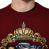 Dolce & Gabbana Burgundy Cashmere Lion Crest Pullover Sweater