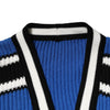 Dolce & Gabbana Blue Cotton Logo Patch Ribbed Knit Cardigan Sweater
