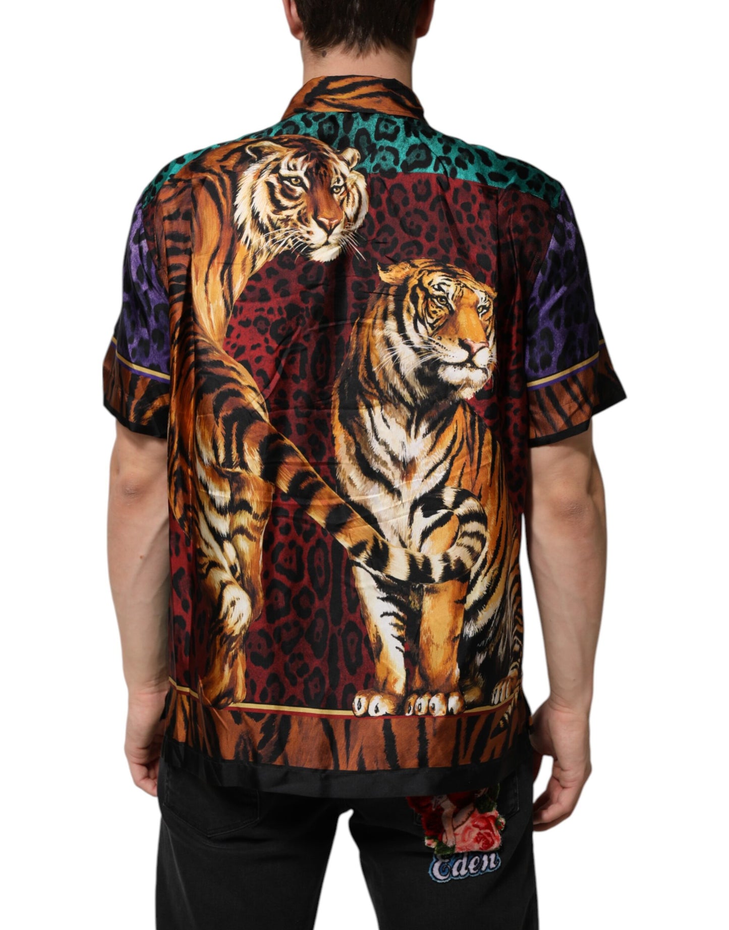 Dolce &amp; Gabbana Hawaiihemd aus mehrfarbiger Seide mit Tigerprint